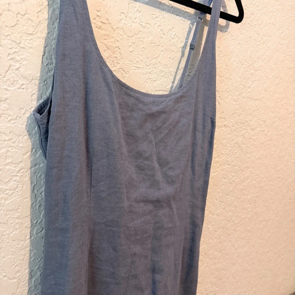 Abercrombie & Fitch Linen Blend Mini Dress Medium Petite Blue Cottagecore 90s